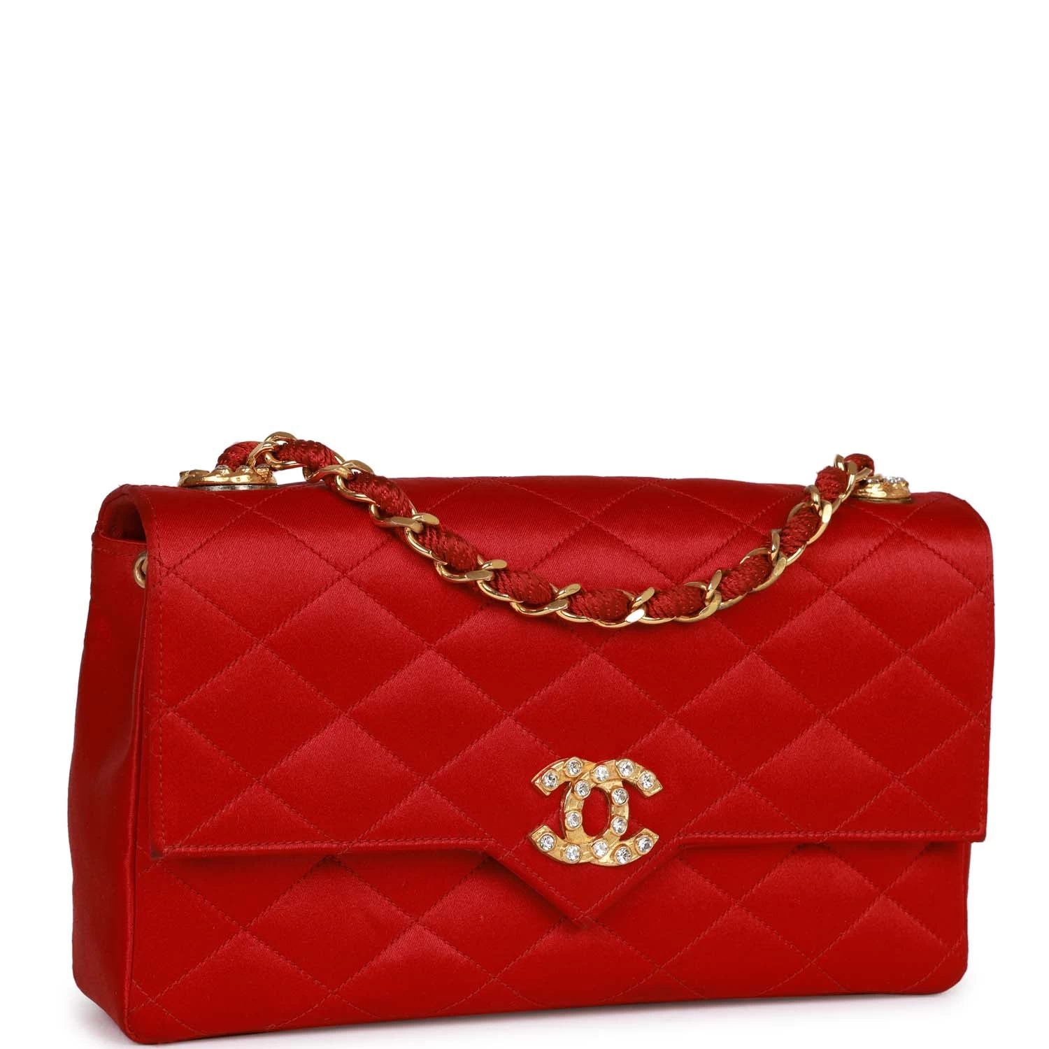 Vintage Chanel Small Flap Bag Red Satin Gold Hardware 4 Vintage Chanel Small Flap Bag Red Satin Gold Hardware - Image 2