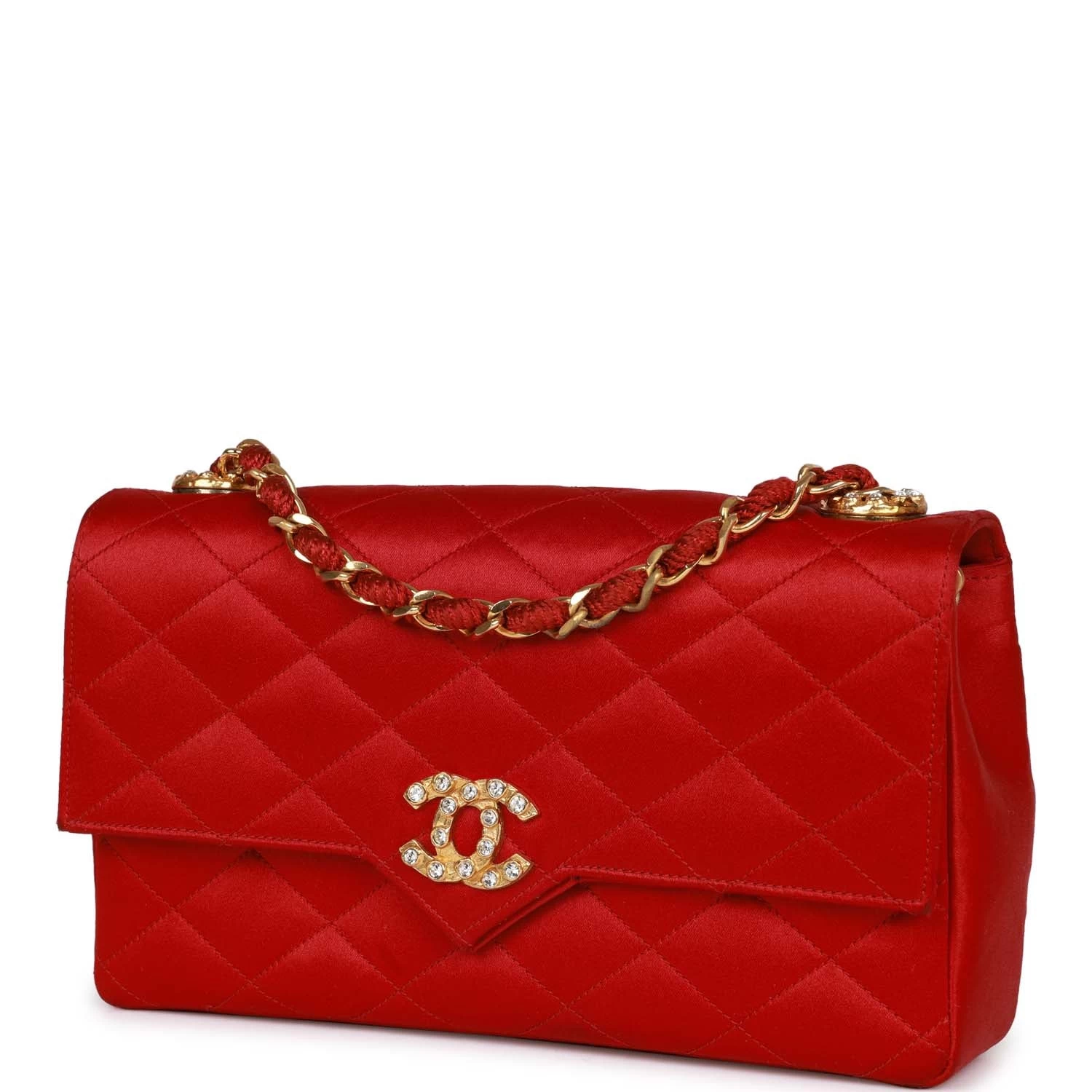 Vintage Chanel Small Flap Bag Red Satin Gold Hardware 7 Vintage Chanel Small Flap Bag Red Satin Gold Hardware - Image 5
