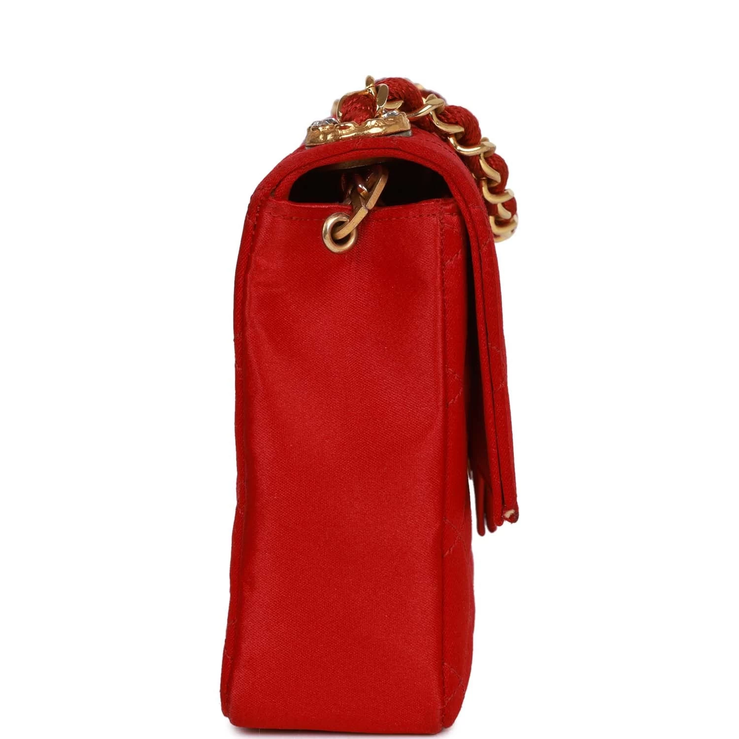 Vintage Chanel Small Flap Bag Red Satin Gold Hardware 5 Vintage Chanel Small Flap Bag Red Satin Gold Hardware - Image 3