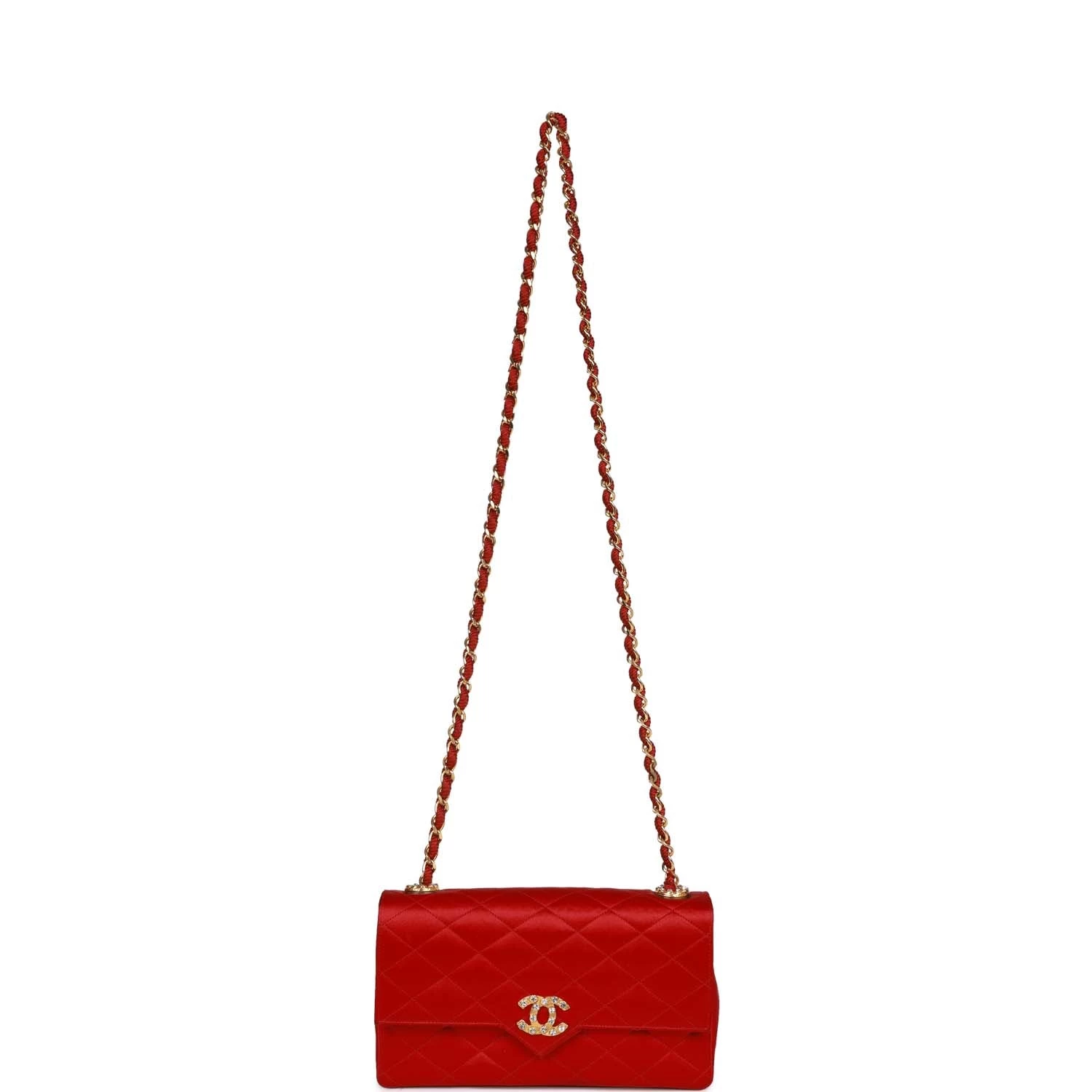 Vintage Chanel Small Flap Bag Red Satin Gold Hardware 9 Vintage Chanel Small Flap Bag Red Satin Gold Hardware - Image 7