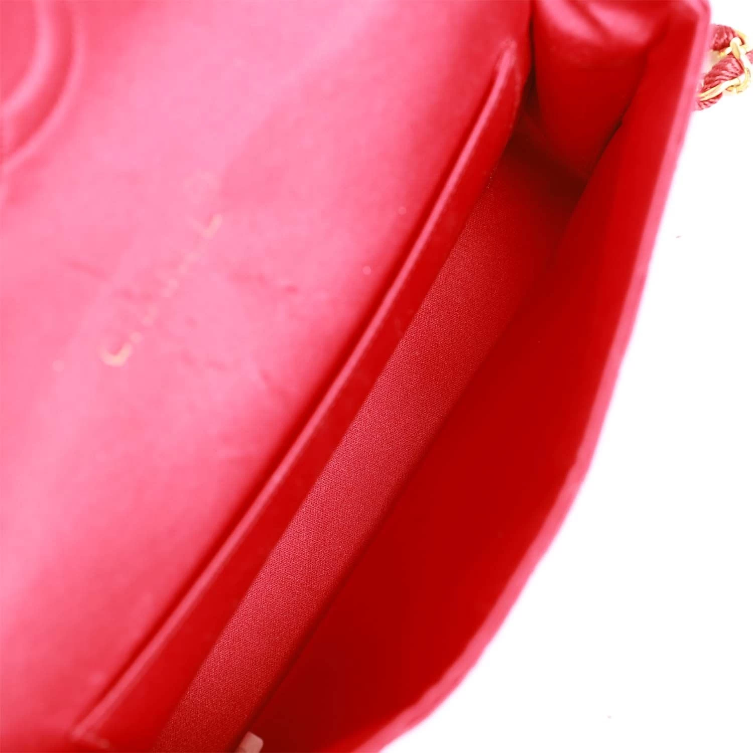 Vintage Chanel Small Flap Bag Red Satin Gold Hardware 11 Vintage Chanel Small Flap Bag Red Satin Gold Hardware - Image 9