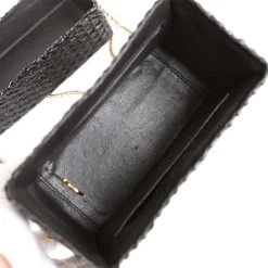 Vintage Chanel Wicker Picnic Basket Bag Black Gold Hardware -Online Bag Store C V 230321 3 08