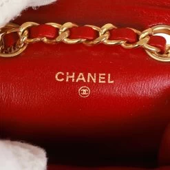 Vintage Chanel Micro Belt Flap Bag Red Lambskin Gold Hardware -Online Bag Store C V 230322 2 10
