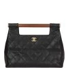 Vintage Chanel Wood Top Handle Bag Black Caviar Gold Hardware -Online Bag Store C V 230328 2 01