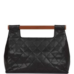 Vintage Chanel Wood Top Handle Bag Black Caviar Gold Hardware 14 Vintage Chanel Wood Top Handle Bag Black Caviar Gold Hardware -Online Bag Store C V 230328 2 05