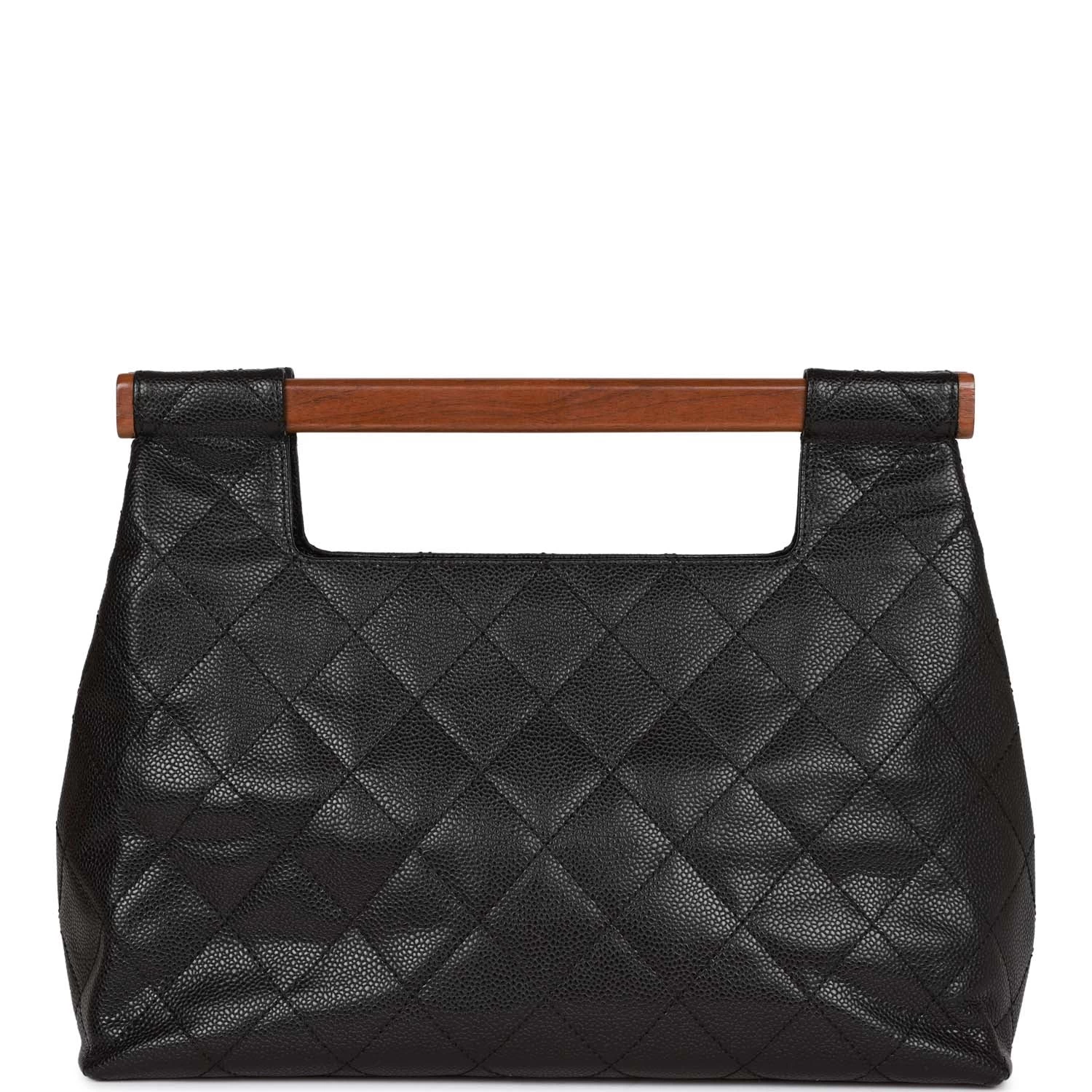 Vintage Chanel Wood Top Handle Bag Black Caviar Gold Hardware 6 Vintage Chanel Wood Top Handle Bag Black Caviar Gold Hardware - Image 4