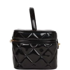 Vintage Chanel Vanity Heart Mirror Bag Black Patent Gold Hardware -Online Bag Store C V 230405 7 04