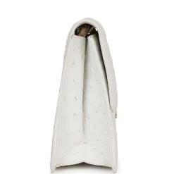 Vintage Chanel Single Flap Bag White Ostrich Gold Hardware 14 Vintage Chanel Single Flap Bag White Ostrich Gold Hardware -Online Bag Store C V 230420 2 04