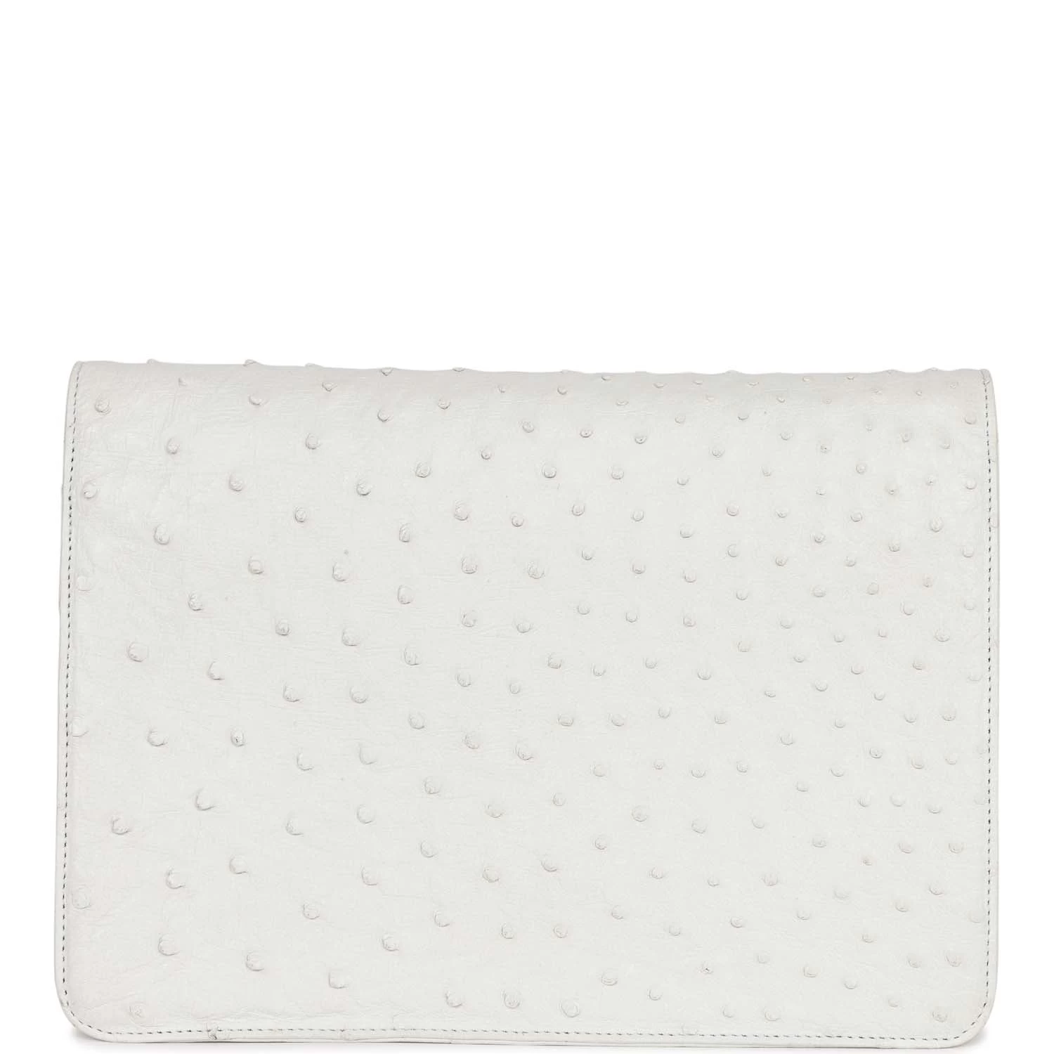 Vintage Chanel Single Flap Bag White Ostrich Gold Hardware 7 Vintage Chanel Single Flap Bag White Ostrich Gold Hardware - Image 5