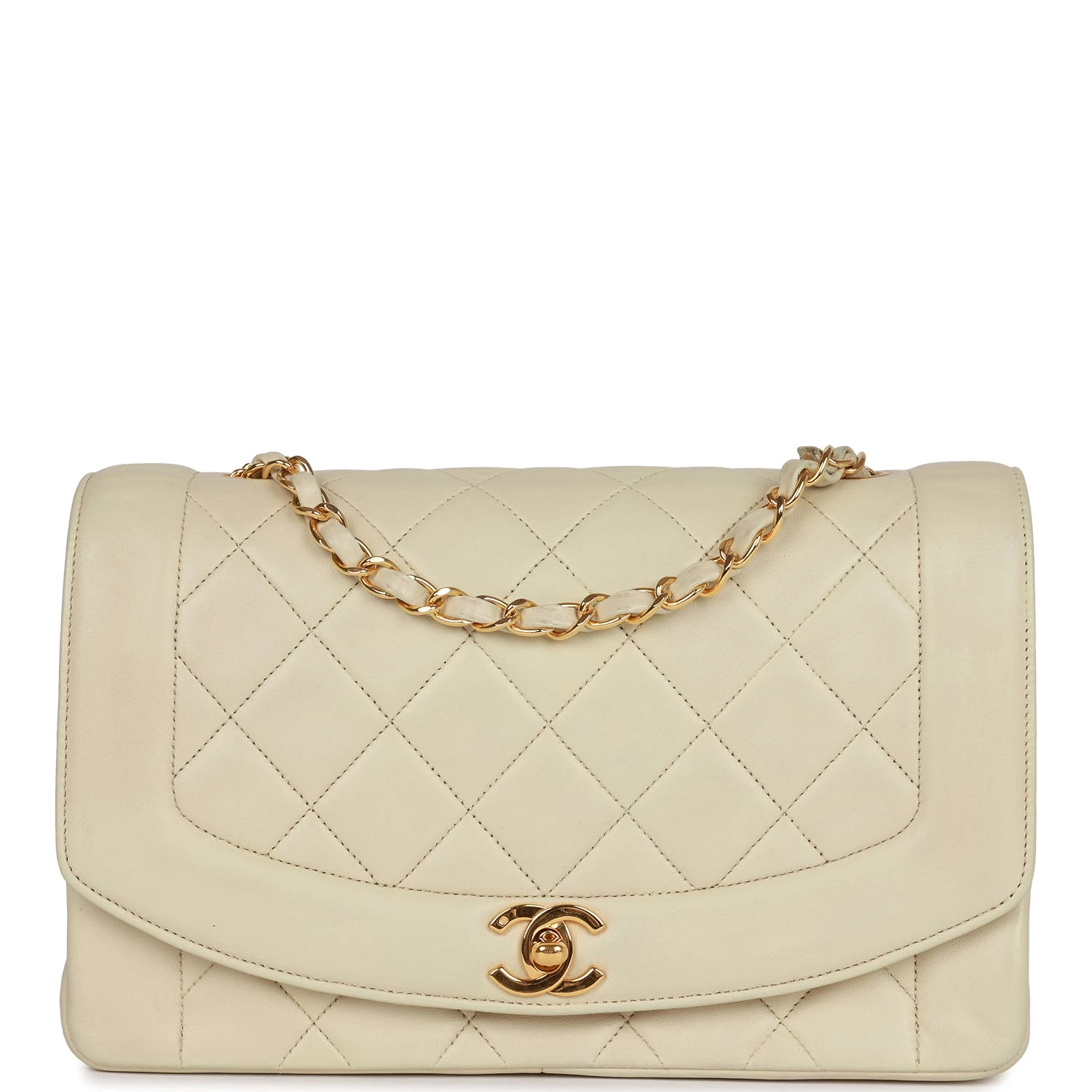 Vintage Chanel Medium Diana Flap Bag Ivory Lambskin Gold Hardware 3 Vintage Chanel Medium Diana Flap Bag Ivory Lambskin Gold Hardware