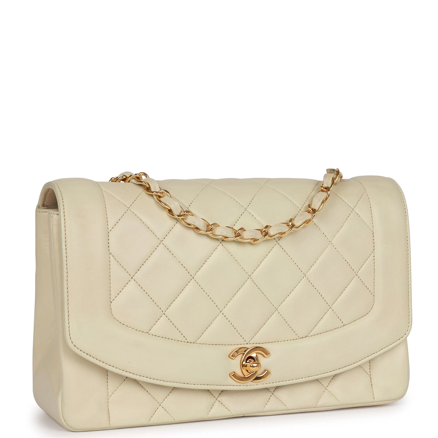 Vintage Chanel Medium Diana Flap Bag Ivory Lambskin Gold Hardware 4 Vintage Chanel Medium Diana Flap Bag Ivory Lambskin Gold Hardware - Image 2