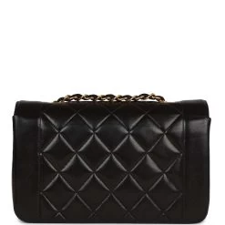 Vintage Chanel Small Diana Flap Bag Black Lambskin Gold Hardware -Online Bag Store C V 230421 1 05