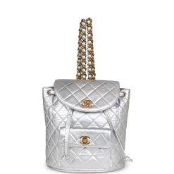 Vintage Chanel Duma Backpack Silver Metallic Lambskin Gold Hardware -Online Bag Store C V 230515 2 07