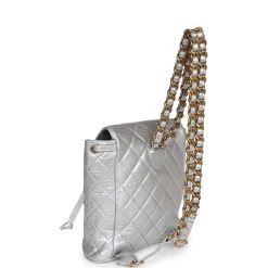 Vintage Chanel Duma Backpack Silver Metallic Lambskin Gold Hardware -Online Bag Store C V 230515 2 08