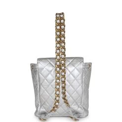Vintage Chanel Duma Backpack Silver Metallic Lambskin Gold Hardware -Online Bag Store C V 230515 2 09