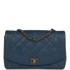 Vintage Chanel Medium Diana Flap Bag Blue Caviar Gold Hardware -Online Bag Store C V 230524 1 01
