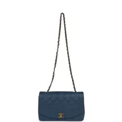 Vintage Chanel Medium Diana Flap Bag Blue Caviar Gold Hardware -Online Bag Store C V 230524 1 07