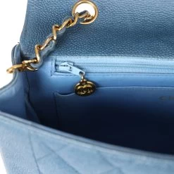 Vintage Chanel Medium Diana Flap Bag Blue Caviar Gold Hardware -Online Bag Store C V 230524 1 10