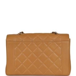 Vintage Chanel Medium Diana Flap Bag Dark Beige Caviar Silver Hardware -Online Bag Store C V 230719 1 05