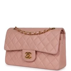 Vintage Chanel Small Classic Double Flap Pink Lambskin Gold Hardware -Online Bag Store C V 230803 4 03