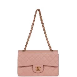 Vintage Chanel Small Classic Double Flap Pink Lambskin Gold Hardware -Online Bag Store C V 230803 4 07