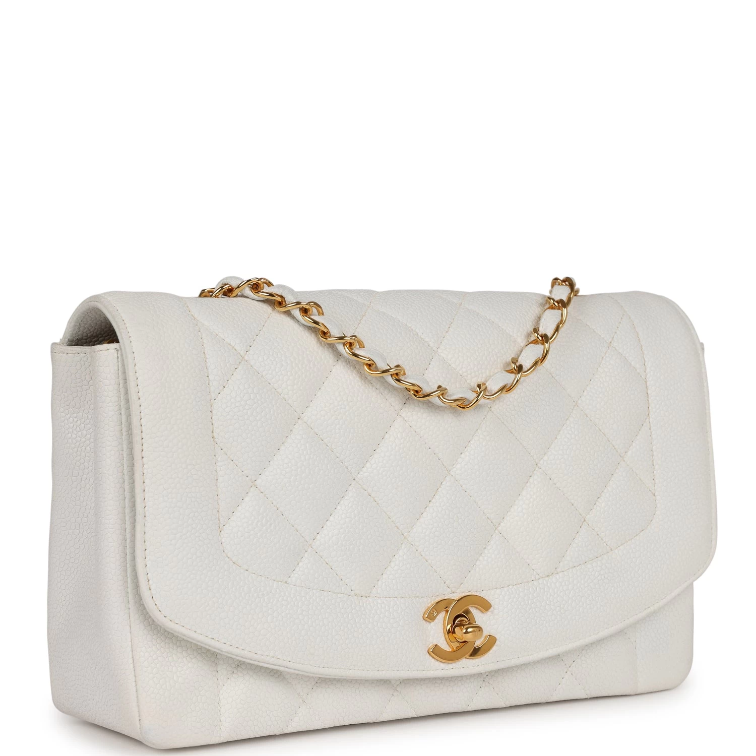 Vintage Chanel Medium Diana Flap Bag White Caviar Gold Hardware 4 Vintage Chanel Medium Diana Flap Bag White Caviar Gold Hardware - Image 2