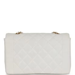 Vintage Chanel Medium Diana Flap Bag White Caviar Gold Hardware 15 Vintage Chanel Medium Diana Flap Bag White Caviar Gold Hardware -Online Bag Store C V 230811 2 05