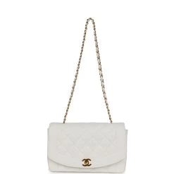 Vintage Chanel Medium Diana Flap Bag White Caviar Gold Hardware 18 Vintage Chanel Medium Diana Flap Bag White Caviar Gold Hardware -Online Bag Store C V 230811 2 07