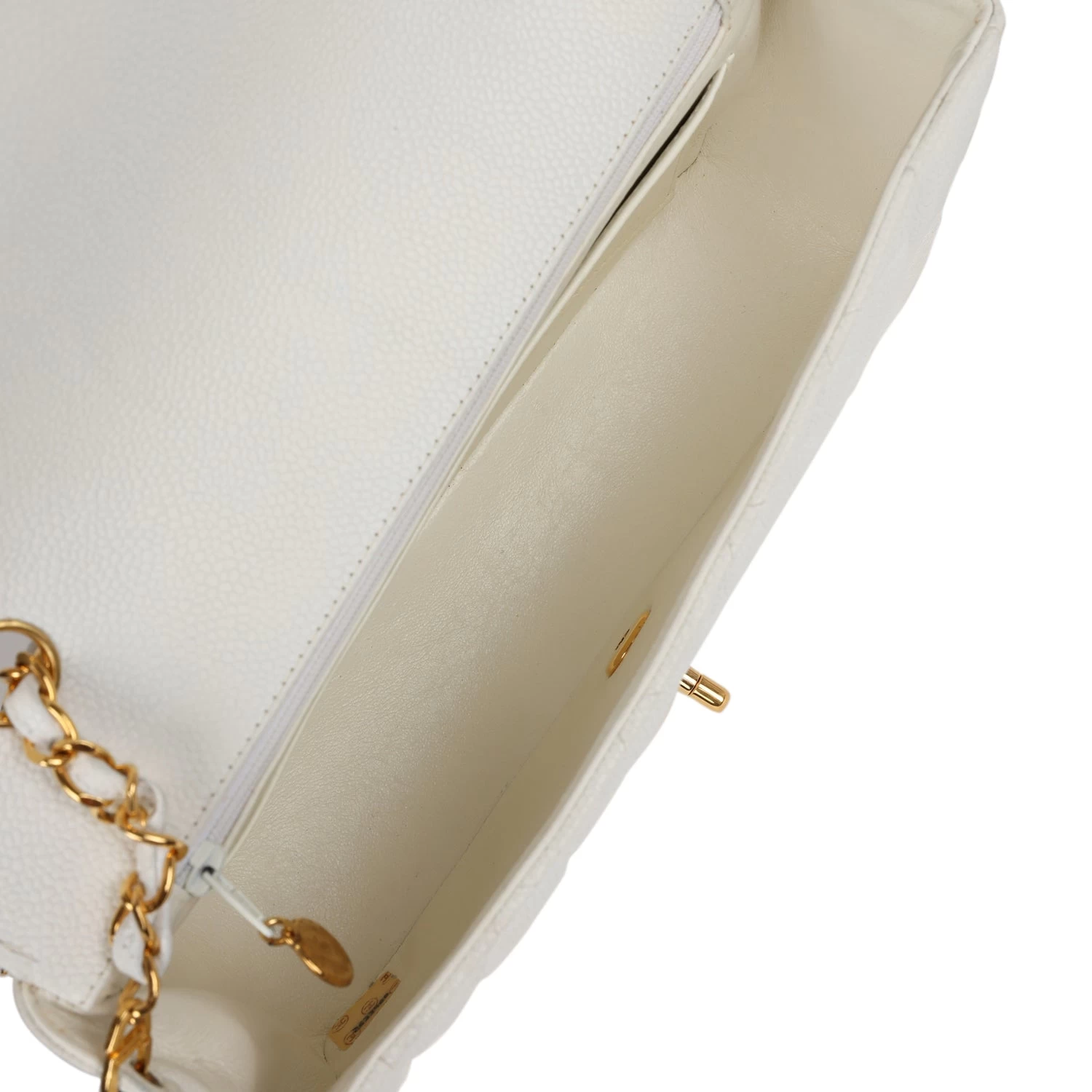 Vintage Chanel Medium Diana Flap Bag White Caviar Gold Hardware 10 Vintage Chanel Medium Diana Flap Bag White Caviar Gold Hardware - Image 8