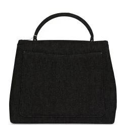 Vintage Chanel Kelly Top Handle Bag Black Denim Gold Hardware 14 Vintage Chanel Kelly Top Handle Bag Black Denim Gold Hardware -Online Bag Store C V 230912 1 05