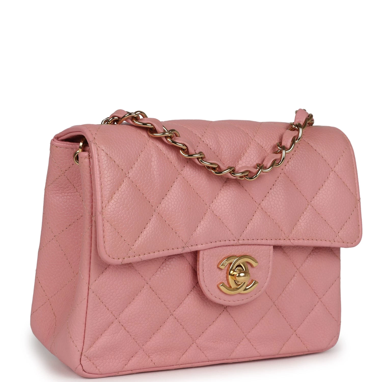 Vintage Chanel Mini Square Flap Pink Caviar Gold Hardware 4 Vintage Chanel Mini Square Flap Pink Caviar Gold Hardware - Image 2