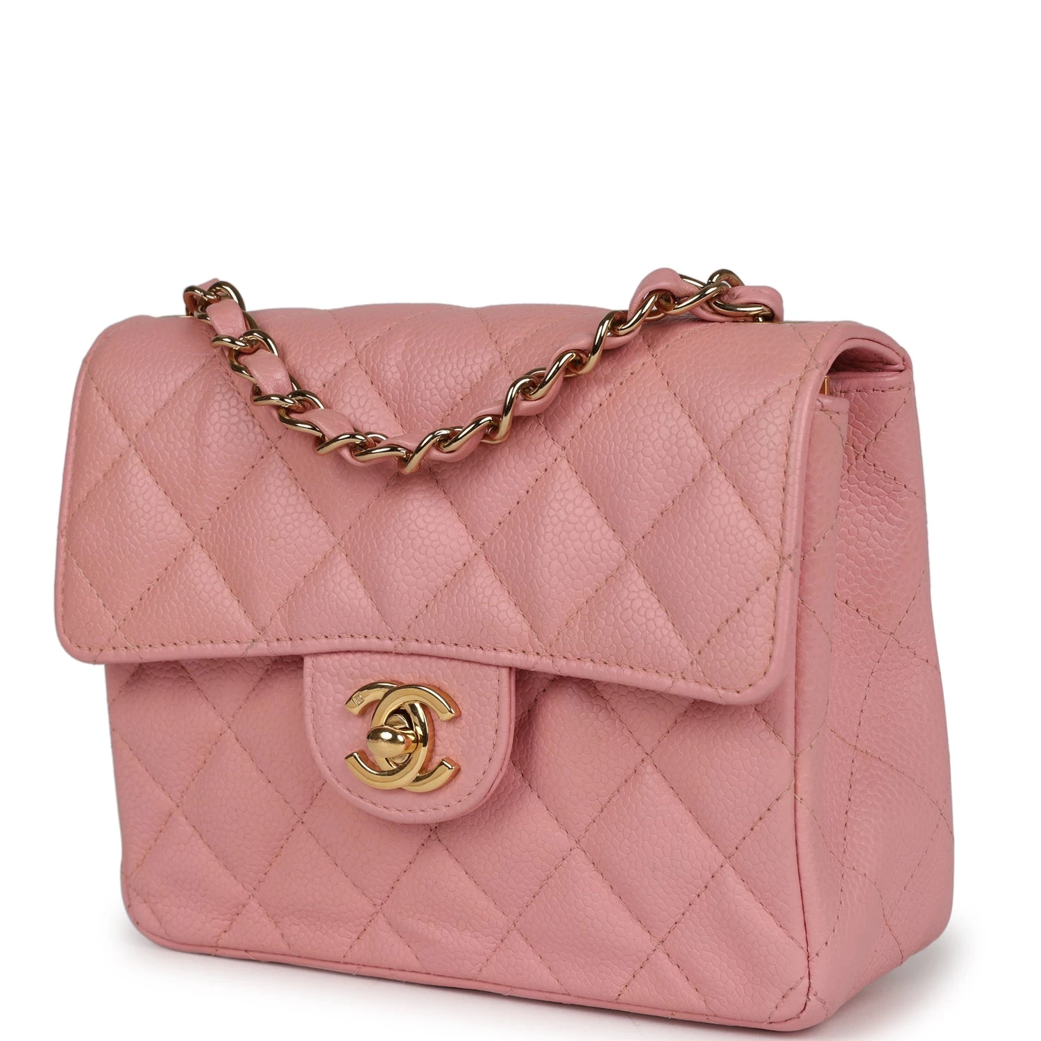Vintage Chanel Mini Square Flap Pink Caviar Gold Hardware 7 Vintage Chanel Mini Square Flap Pink Caviar Gold Hardware - Image 5
