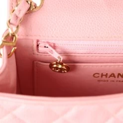 Vintage Chanel Mini Square Flap Pink Caviar Gold Hardware 21 Vintage Chanel Mini Square Flap Pink Caviar Gold Hardware -Online Bag Store C V 230914 3 10