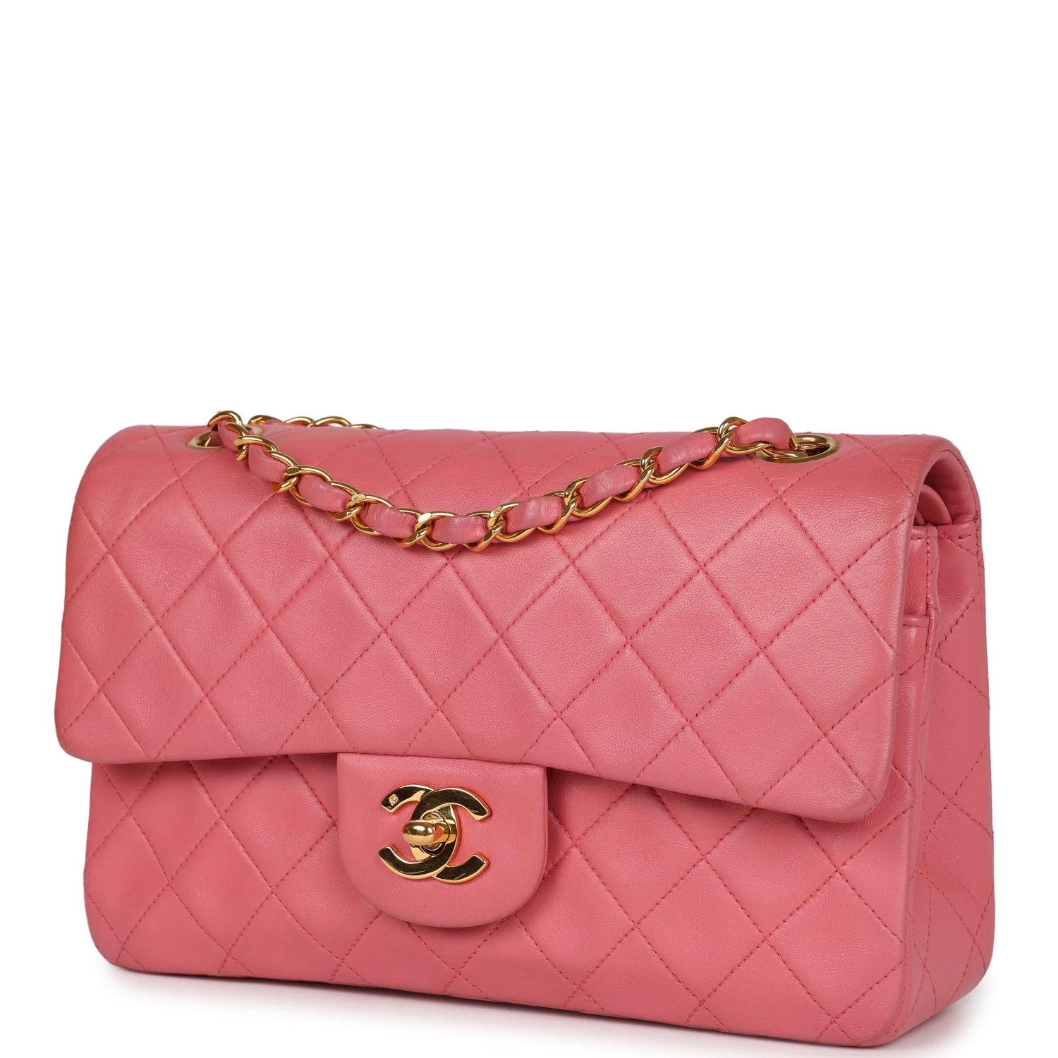 Vintage Chanel Small Classic Double Flap Bag Dark Pink Lambskin Gold Hardware 7 Vintage Chanel Small Classic Double Flap Bag Dark Pink Lambskin Gold Hardware - Image 5