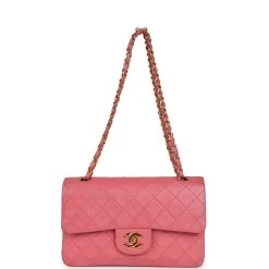 Vintage Chanel Small Classic Double Flap Bag Dark Pink Lambskin Gold Hardware 17 Vintage Chanel Small Classic Double Flap Bag Dark Pink Lambskin Gold Hardware -Online Bag Store C V 230922 2 07