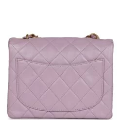 Vintage Chanel Mini Square Flap Bag Light Purple Lambskin Matte Gold Hardware -Online Bag Store C V 230922 3 05