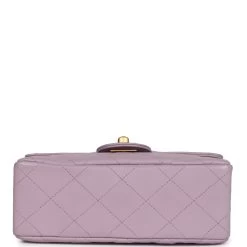 Vintage Chanel Mini Square Flap Bag Light Purple Lambskin Matte Gold Hardware -Online Bag Store C V 230922 3 06