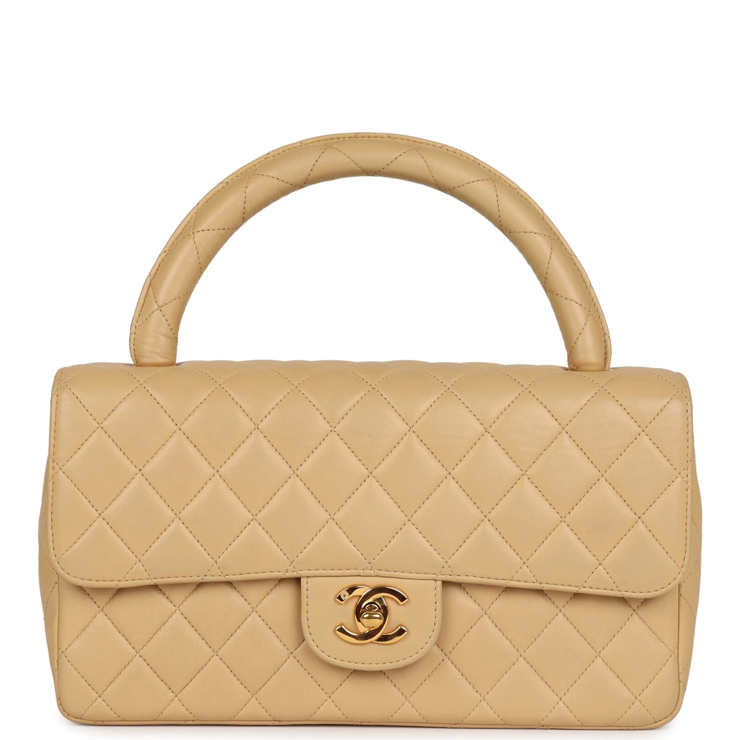 Vintage Chanel Kelly Parent Flap Bag Beige Lambskin Gold Hardware 3 Vintage Chanel Kelly Parent Flap Bag Beige Lambskin Gold Hardware