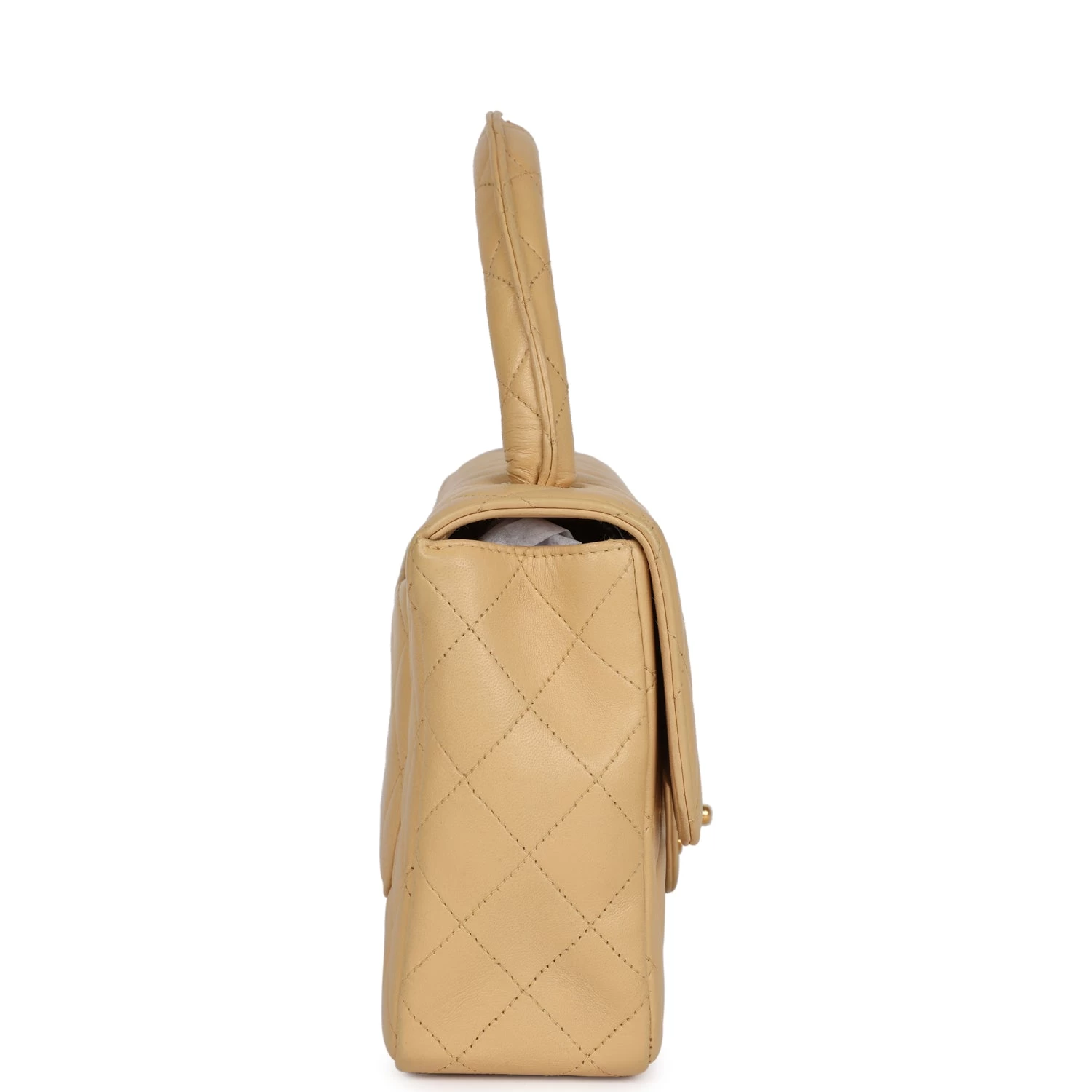 Vintage Chanel Kelly Parent Flap Bag Beige Lambskin Gold Hardware 5 Vintage Chanel Kelly Parent Flap Bag Beige Lambskin Gold Hardware - Image 3