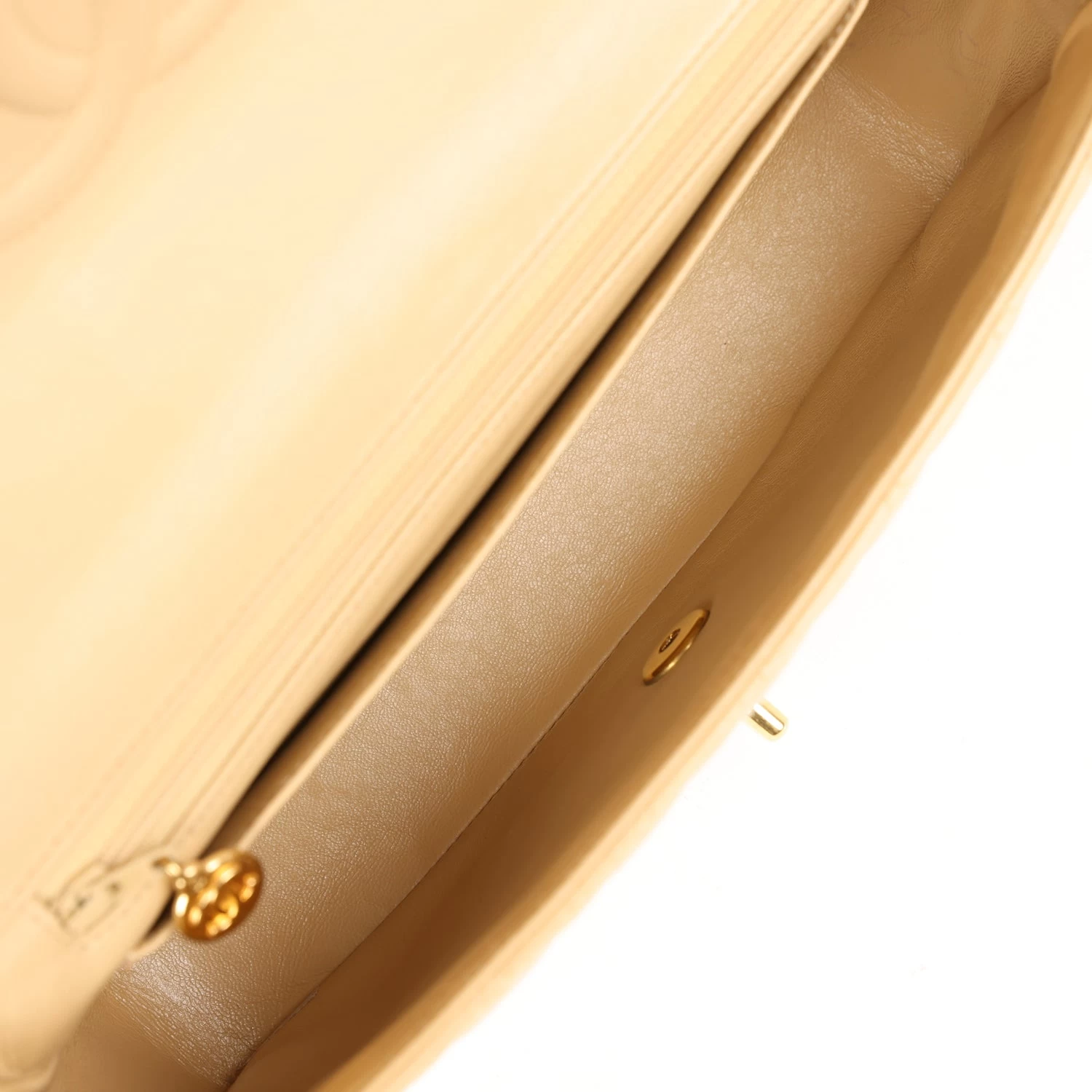 Vintage Chanel Kelly Parent Flap Bag Beige Lambskin Gold Hardware 9 Vintage Chanel Kelly Parent Flap Bag Beige Lambskin Gold Hardware - Image 7