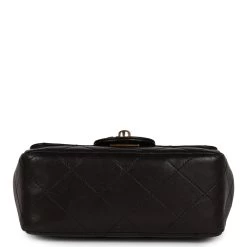 Vintage Chanel Micro Kelly Child Flap Bag Black Lambskin Gold Hardware -Online Bag Store C V 231023 1 06