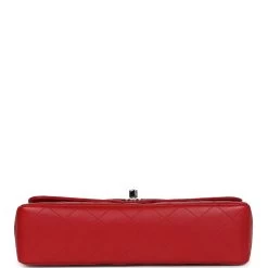 Vintage Chanel Kelly Parent Flap Bag Red Lambskin Silver Hardware -Online Bag Store C V 231129 1 06
