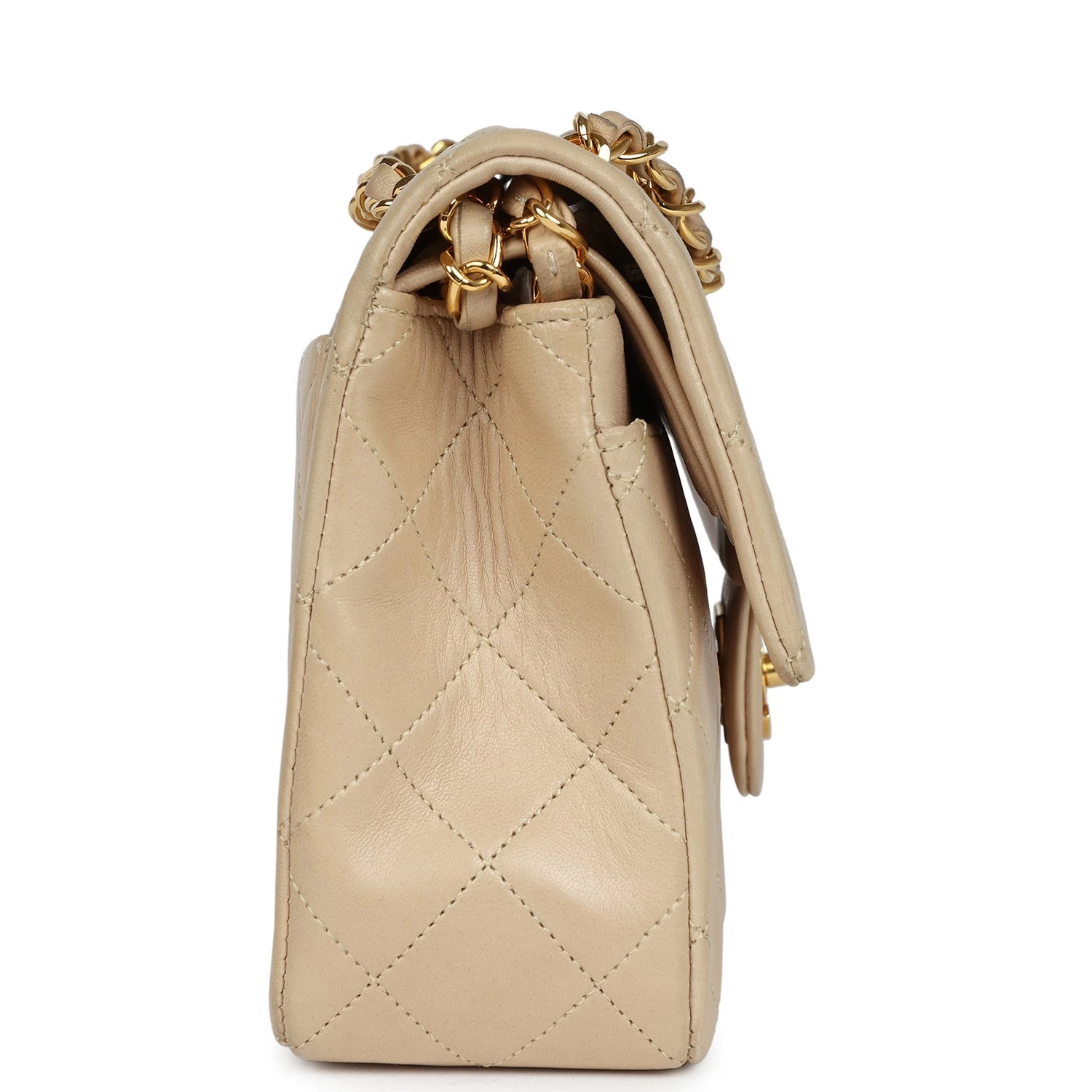 Vintage Chanel Small Classic Double Flap Beige Lambskin Gold Hardware 5 Vintage Chanel Small Classic Double Flap Beige Lambskin Gold Hardware - Image 3