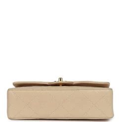 Vintage Chanel Small Classic Double Flap Beige Lambskin Gold Hardware 16 Vintage Chanel Small Classic Double Flap Beige Lambskin Gold Hardware -Online Bag Store C V 231201 1 JP 06