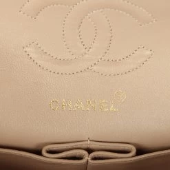 Vintage Chanel Small Classic Double Flap Beige Lambskin Gold Hardware 18 Vintage Chanel Small Classic Double Flap Beige Lambskin Gold Hardware -Online Bag Store C V 231201 1 JP 08