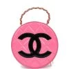 Vintage Chanel Round Vanity Bag Pink And Black Patent Leather Antique Gold Hardware -Online Bag Store C V 231204 1 01