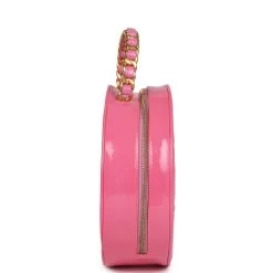 Vintage Chanel Round Vanity Bag Pink And Black Patent Leather Antique Gold Hardware 14 Vintage Chanel Round Vanity Bag Pink And Black Patent Leather Antique Gold Hardware -Online Bag Store C V 231204 1 04