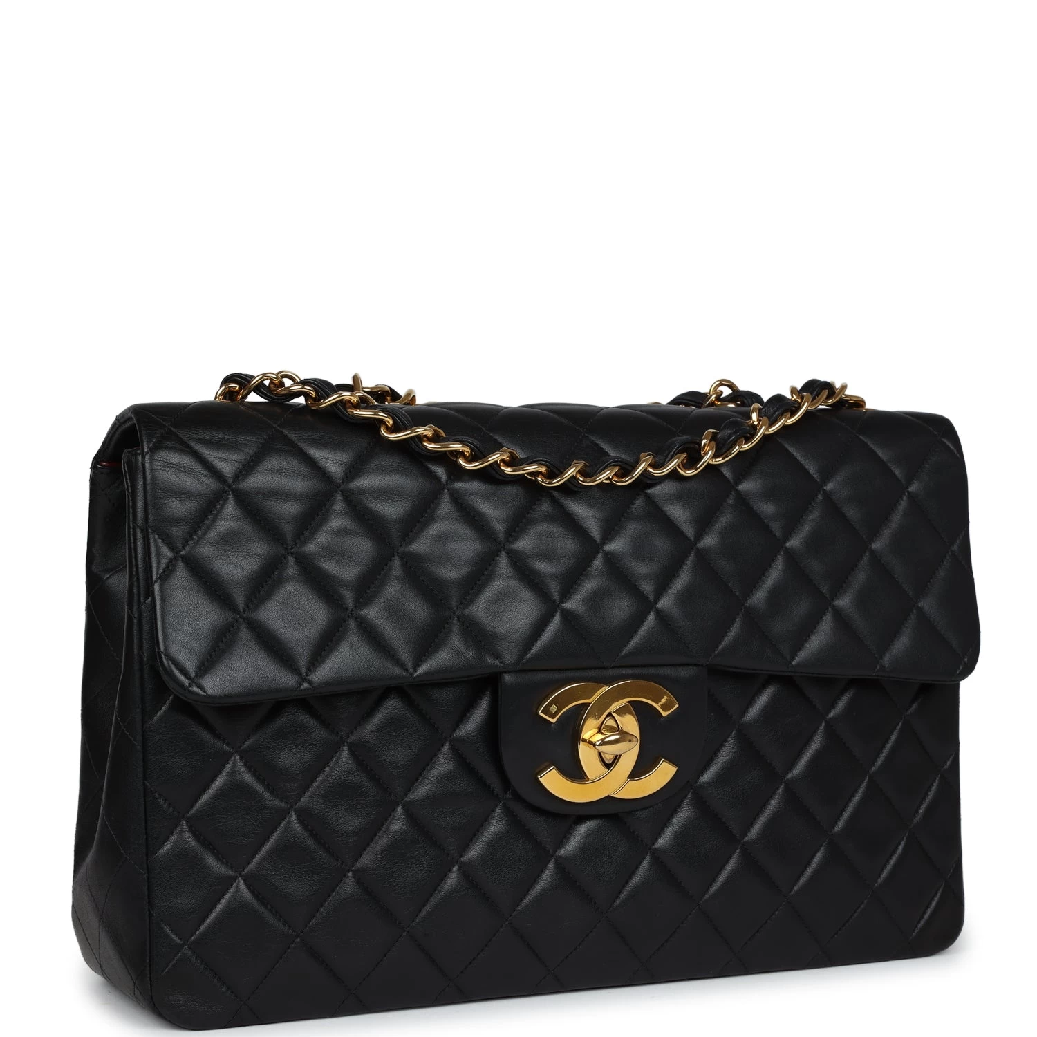 Vintage Chanel XL Jumbo Flap Bag Black Lambskin Gold Hardware 4 Vintage Chanel XL Jumbo Flap Bag Black Lambskin Gold Hardware - Image 2