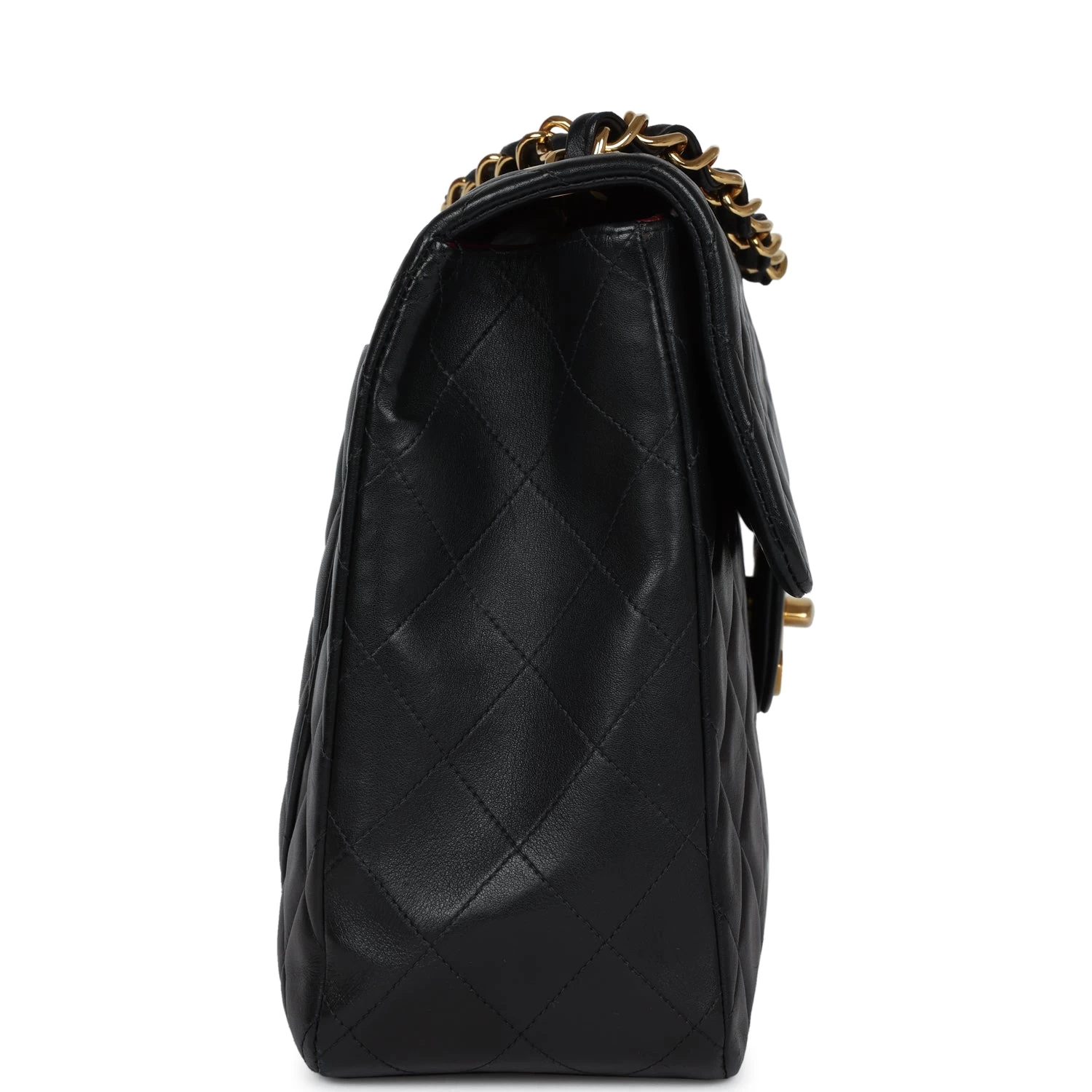 Vintage Chanel XL Jumbo Flap Bag Black Lambskin Gold Hardware 5 Vintage Chanel XL Jumbo Flap Bag Black Lambskin Gold Hardware - Image 3