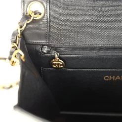 Vintage Chanel Vertical Border Flap Bag Black Linen And Lambskin Gold Hardware -Online Bag Store C V 231228 1 10